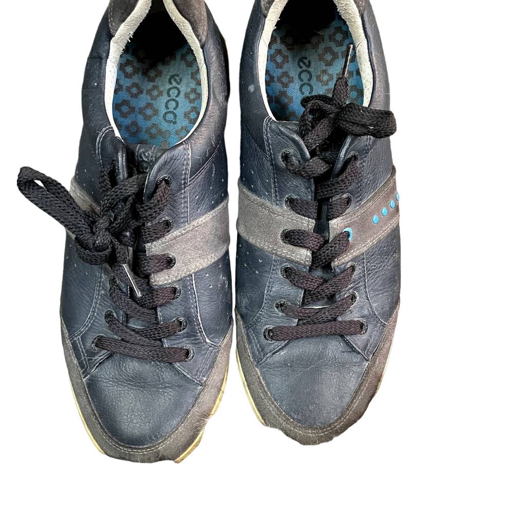 Ecco Men's Size 44 (10.5) Leather Golf Shoes Black Hybrid Lace-Up